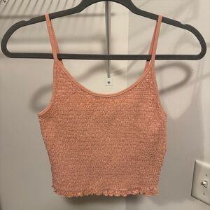 Pink Smocked Crop Tank Top